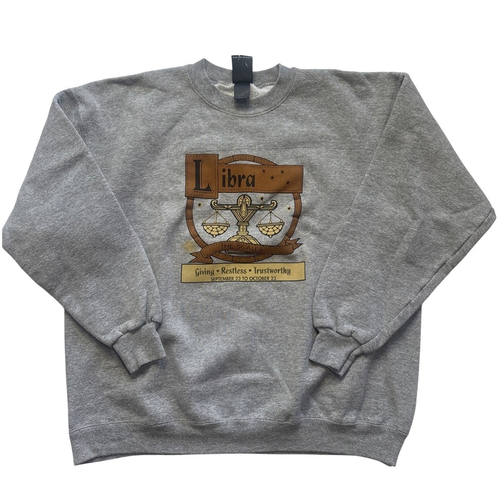 Vintage Libra Zodiac Sweatshirt Unisex Celestial Sweater JCPenny USA whimsical L